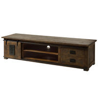 TV-BOARD Mango 200x55x50 braun lackiert RAILWAY #436 - Braun, Holz (200/50/55cm) - Massivmoebel24