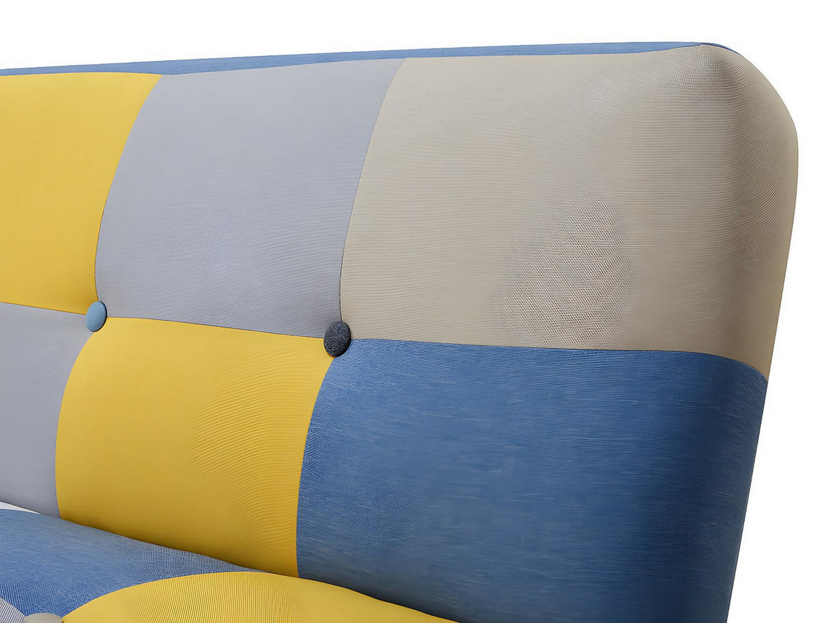SCHLAFSOFA Klappsofa 3-Sitzer - Stoff - Patchwork Grau, Blau & Gelb - MARDAG - Multicolor, Textil (178/74/98cm) - Vente-Unique