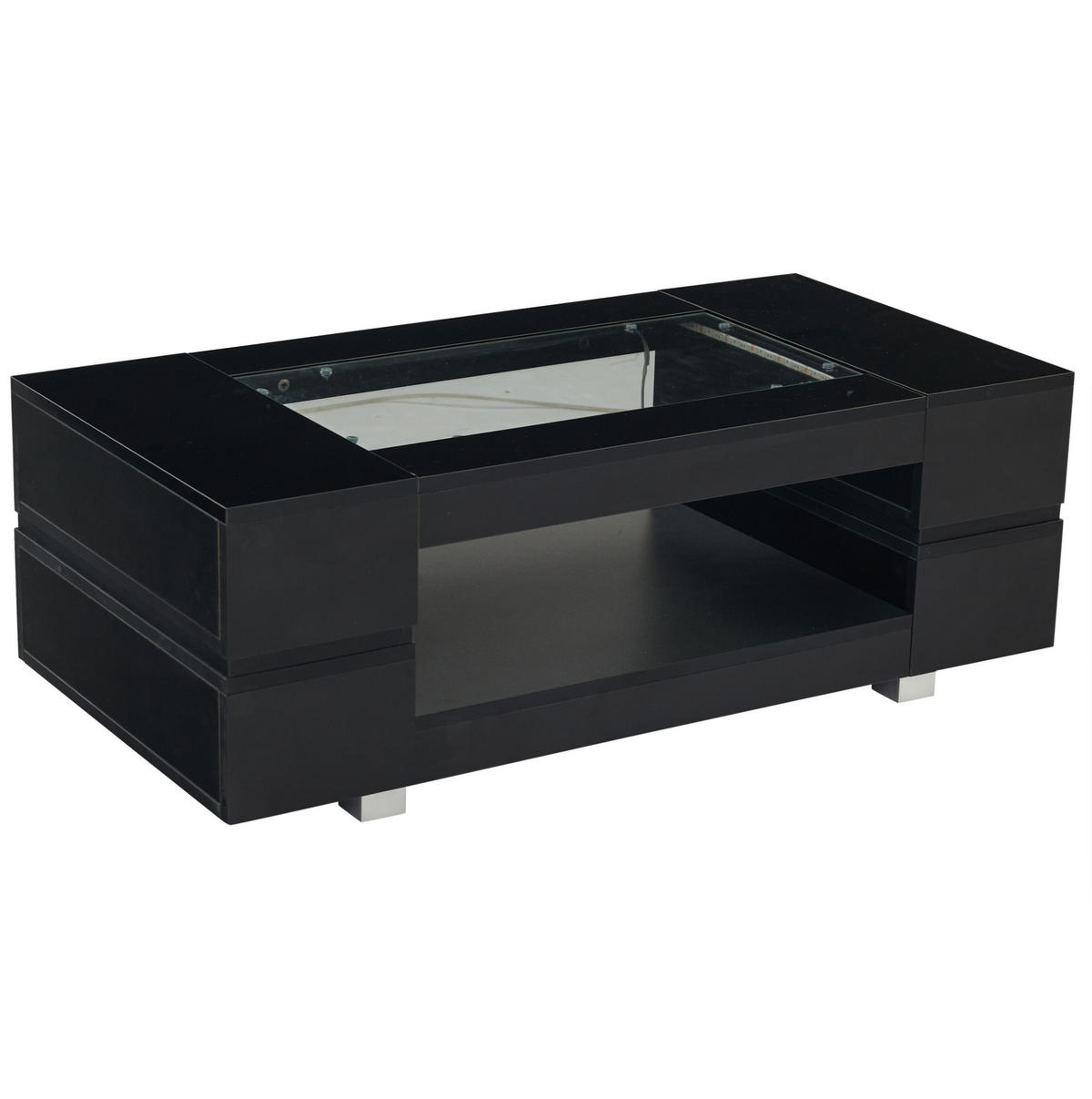 COUCHTISCH 100/50/35 cm schwarz mit LED-Beleuchtung - Schwarz, Holzwerkstoff (100/50/35cm) - OKWISH