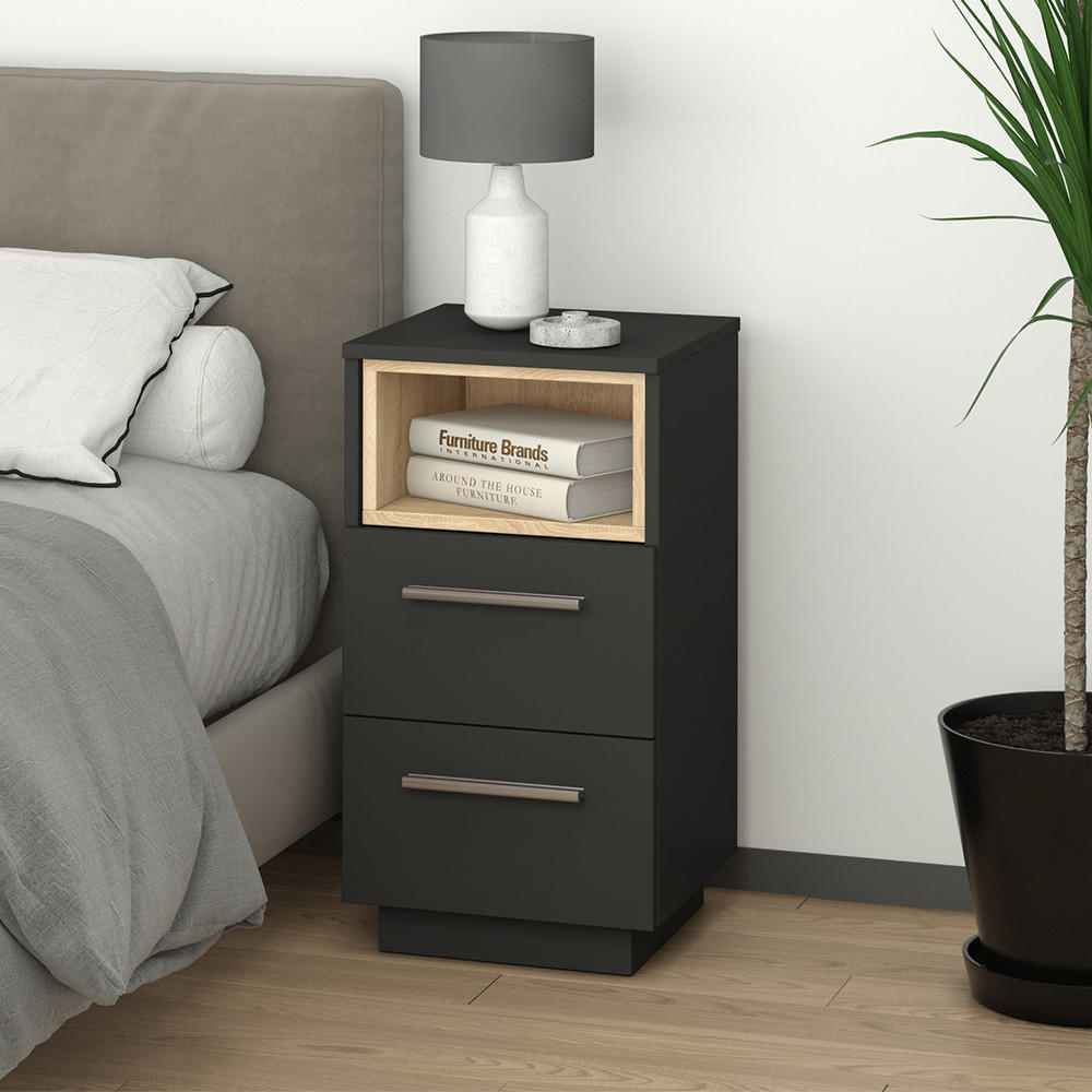 NACHTTISCH Beatrice Anthrazit 36 x 68 cm - Anthrazit, Holzwerkstoff (36/68/36cm) - Vicco