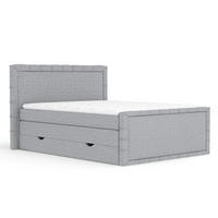 BOXBETT Estelle Grau 160/200 cm im Webstoff - Schwarz/Grau, Holz/Holzwerkstoff (160/200cm) - Maison de Reve