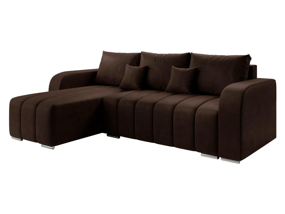ECKSOFA Pufetto - Dunkelbraun/Silberfarben, Holz/Textil (244/147cm) - MIRJAN24