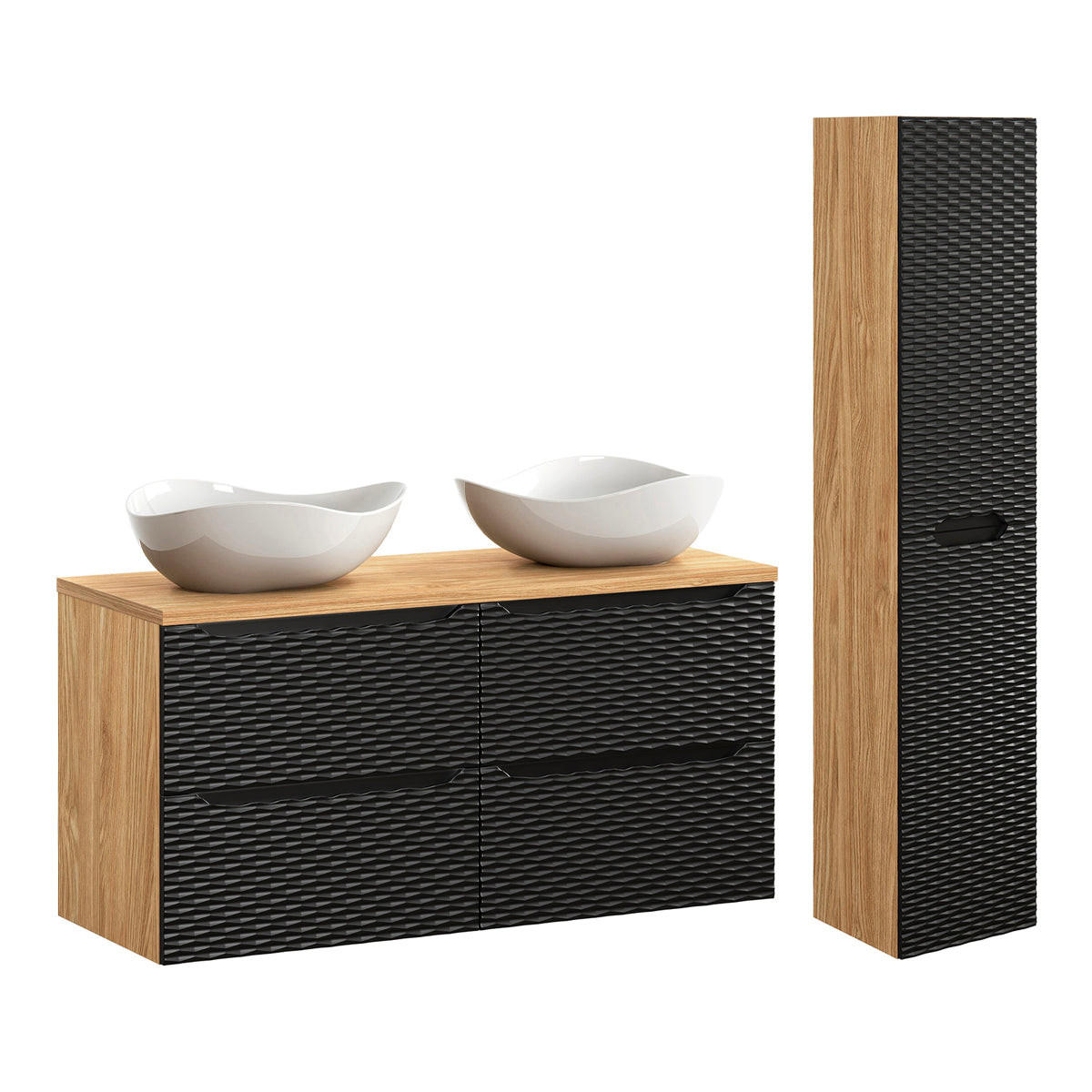 Petits-meubles KÚPEĽŇOVÝ NÁBYTOK 120cm Elora 2-dielna súprava Čierna a drevo