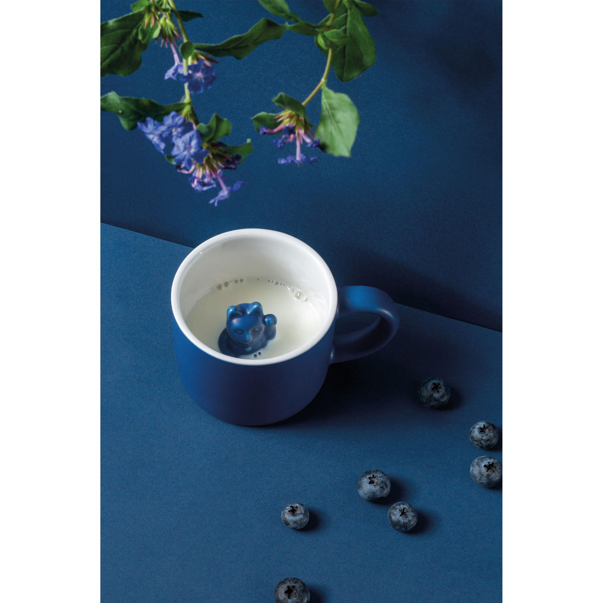 TIERTASSE Maneki Neko, Katze, Porzellan, Blau, 150 ml - Blau, Keramik (0.15L) - Donkey Products