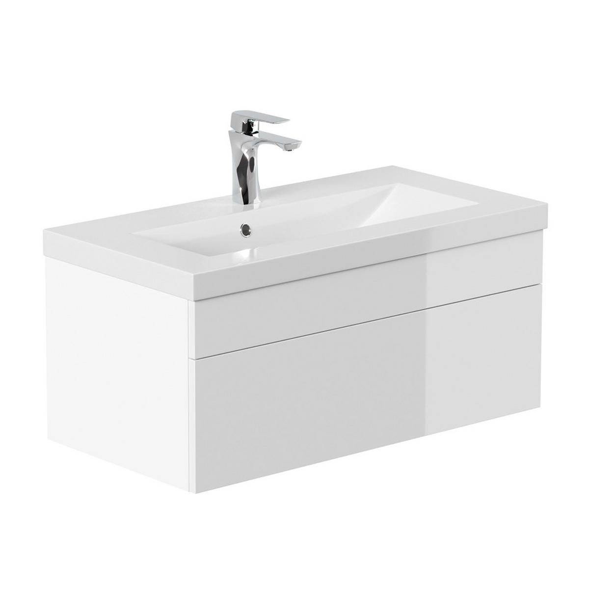 BADMÖBEL WANGEROOGE BIG S - Farbe: Weiß, Größe: S - Weiß, Holz/Keramik (33/41/80cm) - Home Deluxe