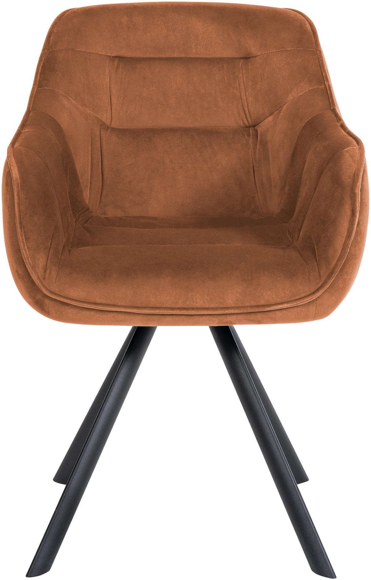 ARMLEHNENSTUHL Samt coffee - Schwarz/Braun, Textil/Metall (57/90/63cm) - CLP