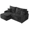 ECKSCHLAFSOFA ARPA L Dunkelgrau Plüsch - links - Dunkelgrau/Schwarz, Kunststoff/Textil (198/150cm) - MKS