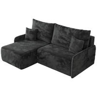 ECKSCHLAFSOFA ARPA L Dunkelgrau Plüsch - links - Dunkelgrau/Schwarz, Kunststoff/Textil (198/150cm) - MKS