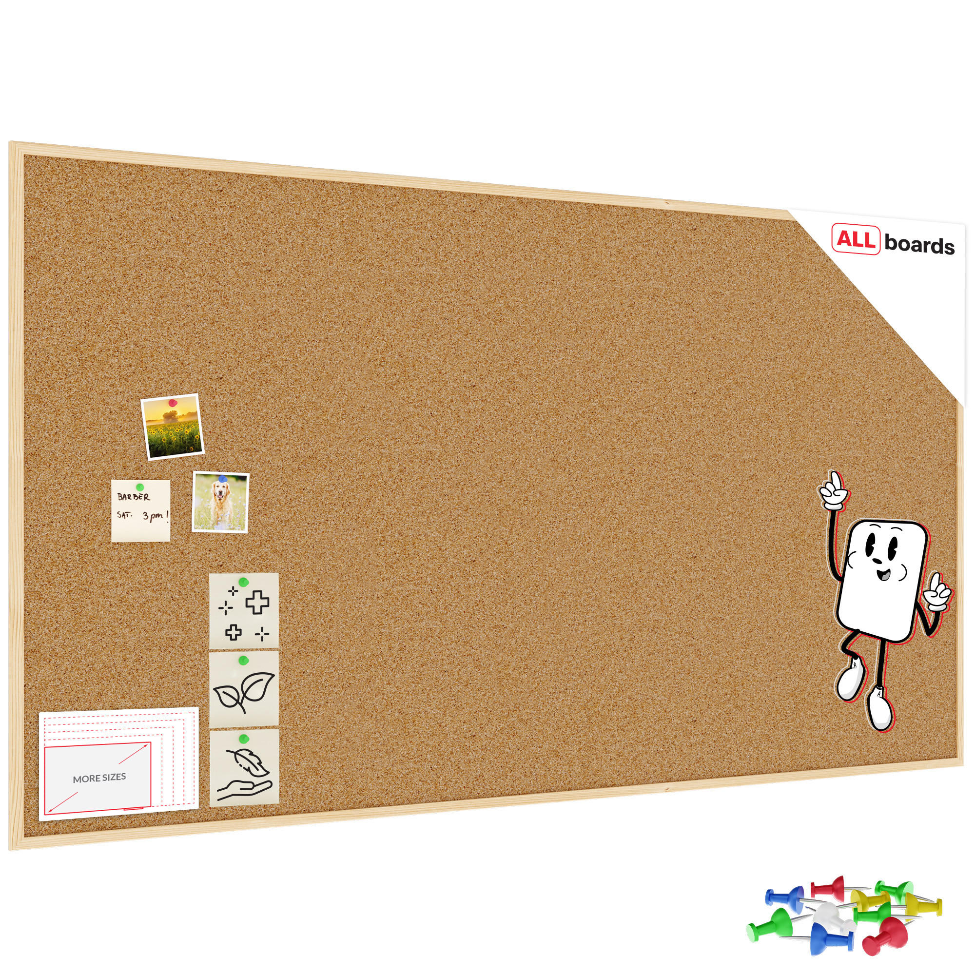 PINNWAND mit Naturholzrahmen 180x100cm - Braun, Holz (180/100/1.8cm) - ALLboards