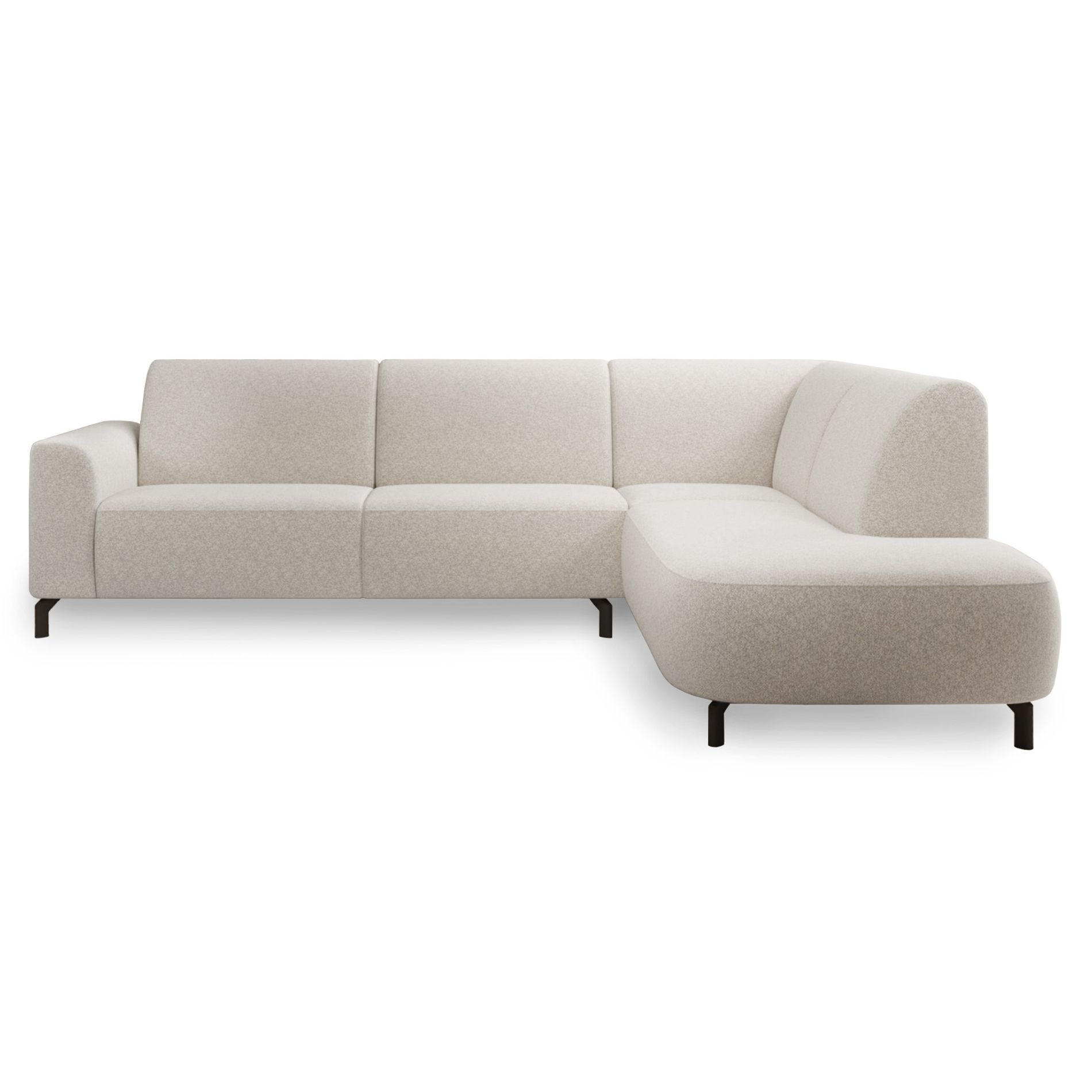ECKSOFA Lununa Creme mit Armlehne, Bouclé, Ottomane rechts - Creme/Schwarz, Textil/Metall (218/277cm) - Selsey
