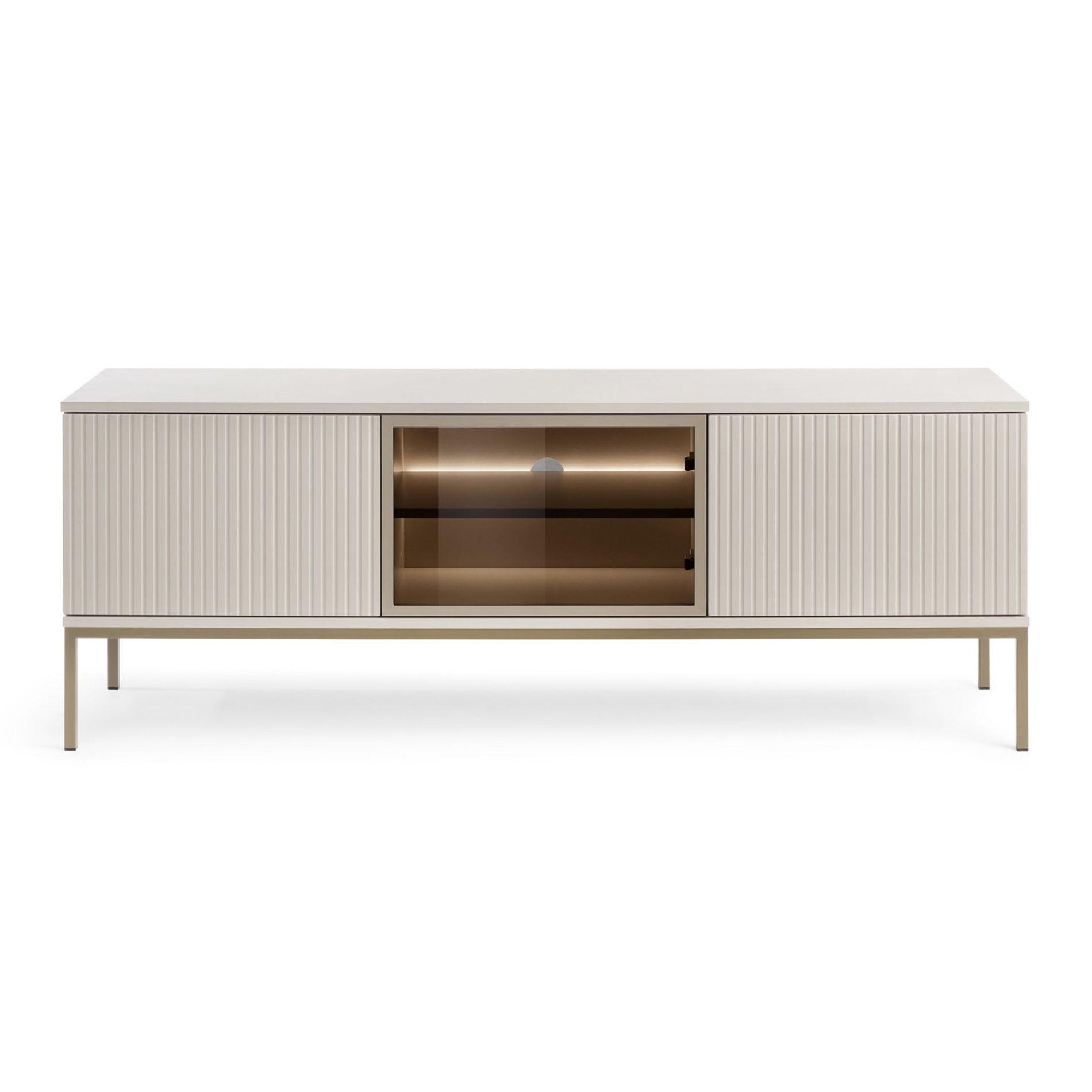 TV-SCHRANK Tosena Greige 154 cm - Kaschmir/Goldfarben, Holzwerkstoff (153.4/39/56.2cm) - Selsey