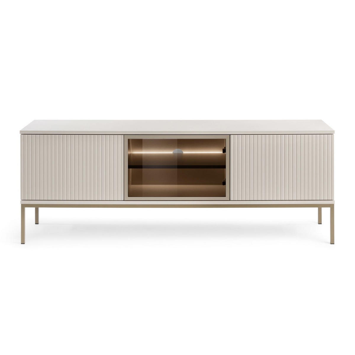 TV-SCHRANK Tosena Greige 154 cm - Kaschmir/Goldfarben, Holzwerkstoff (153.4/39/56.2cm) - Selsey
