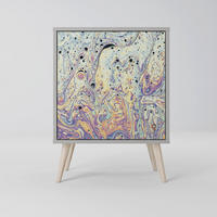 SIDEBOARD MOSAIC OF COLORS, Grau, 57,5x42x77,5 cm, Schräge Buchenholzfüße - Buchefarben/Multicolor, Holzwerkstoff/Buchenholz (57.5/77.5/42cm) - SpaceRebels