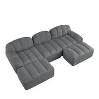 WOHNLANDSCHAFT DE-34312 3-Sitzer mit 2 Ottomans Grau - Grau, Textil (165/79/288cm) - ComfortXL
