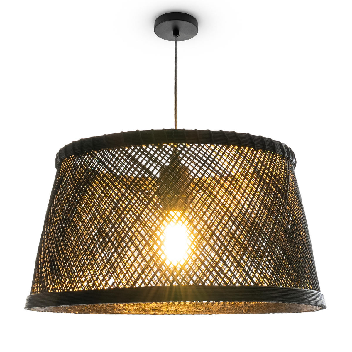 PENDELLEUCHTE Rama - Schwarz, Metall (42/42/22cm) - Paco Home