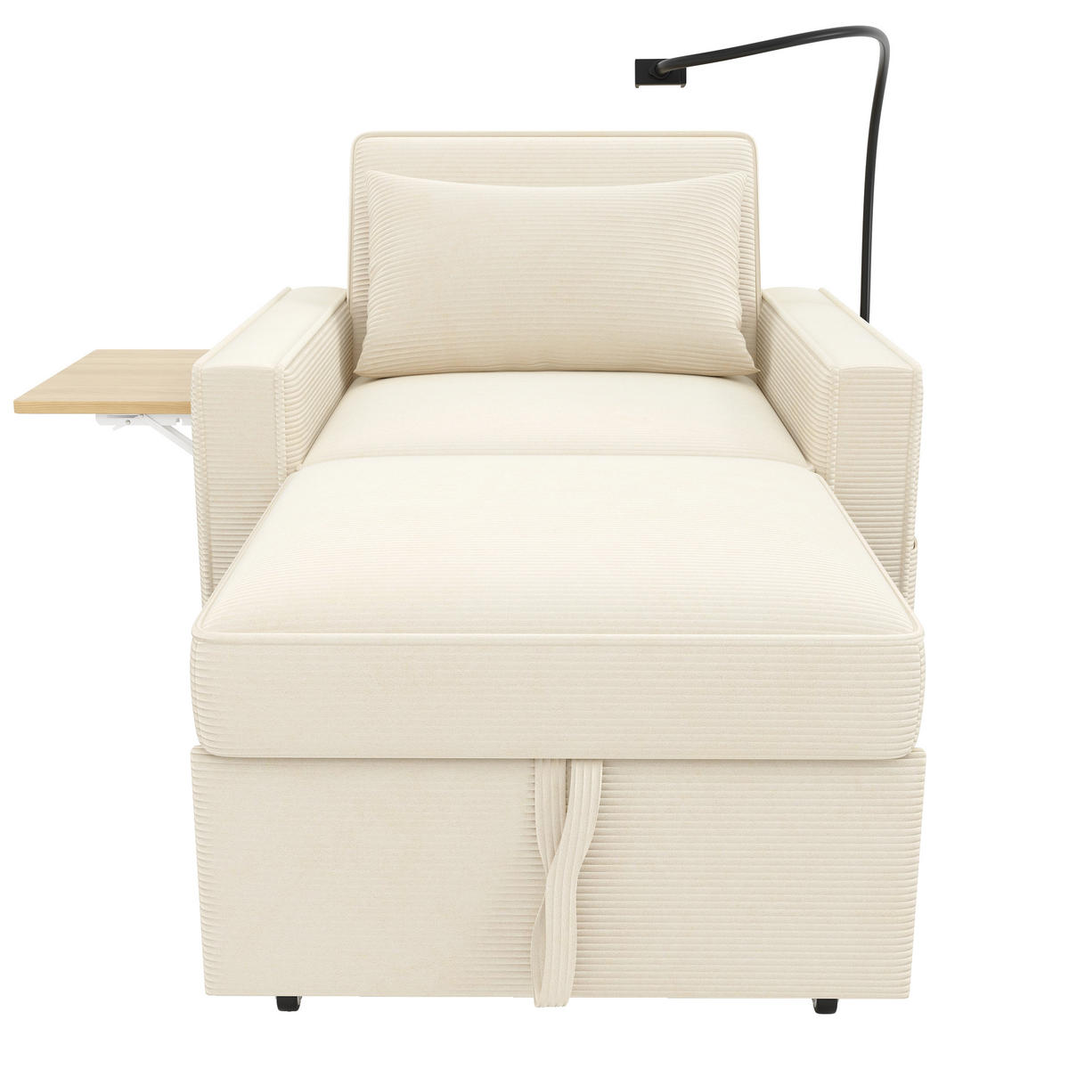 SCHLAFSOFA Multifunktionales mit USB-Anschluss und Handyhalter Cord Beige 93/150/85 cm - Beige, Textil (93/85/150cm) - OKWISH