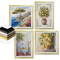 WANDBILDER 4er Set - 50x50 cm & 40x60 cm Goldrahmen - Zitronenbäume in der Sonne - Goldfarben, Kunststoff (50/50cm) - ArtPrintCave