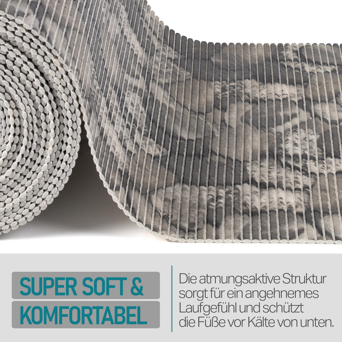 SCHUTZUNTERLAGE Weichschaum auf Rolle 0,65x15 m Steine Grau - Grau, Kunststoff (65/1500cm) - Bestlivings