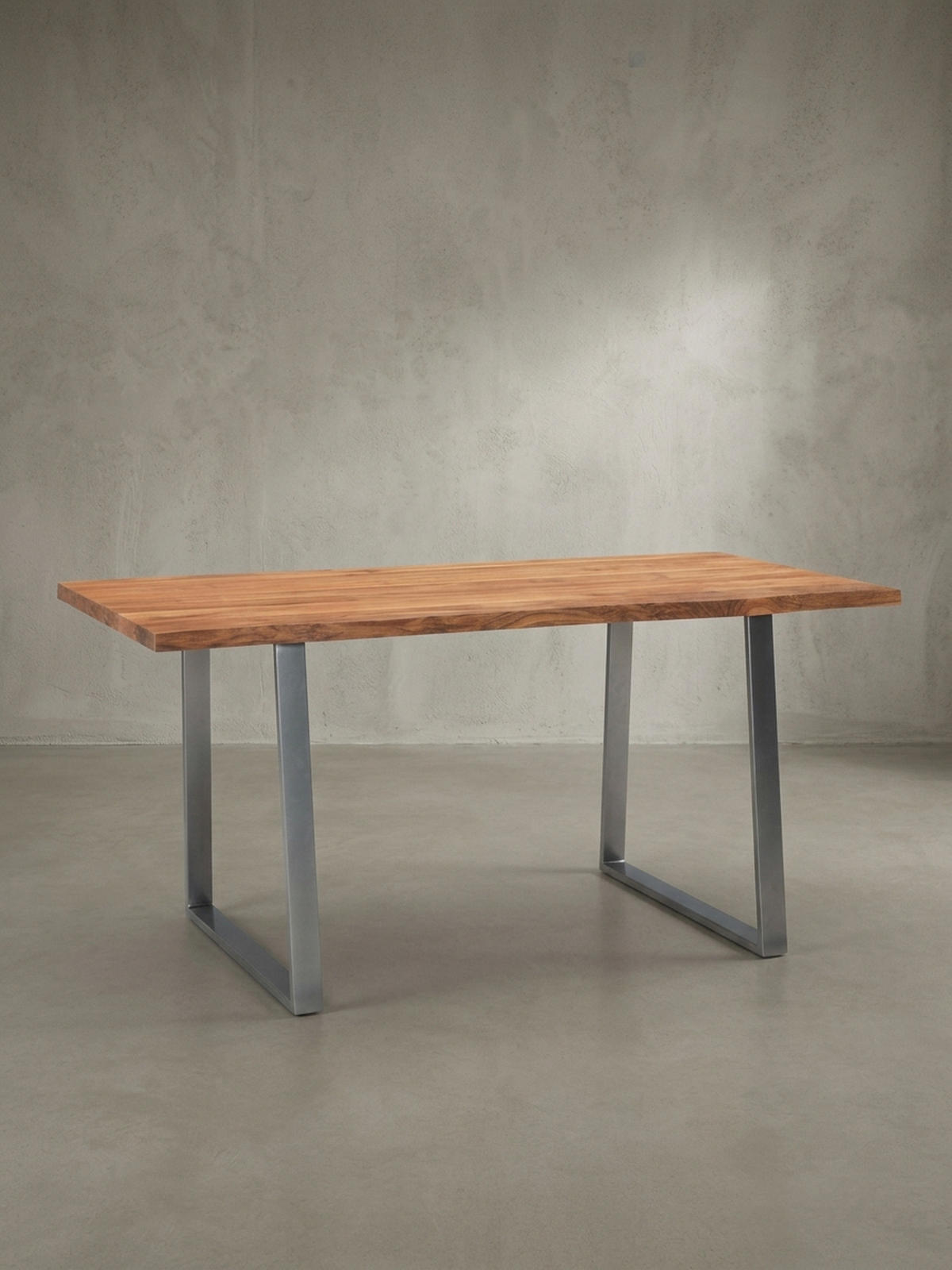 ESSTISCH Massivholz Baumkante Metallgestell Handgefertigt TARN, Goldbraun-Chrom 200x100x76 cm - Chromfarben/Braun, Holz/Metall (100/200/76cm) - KADIMA DESIGN