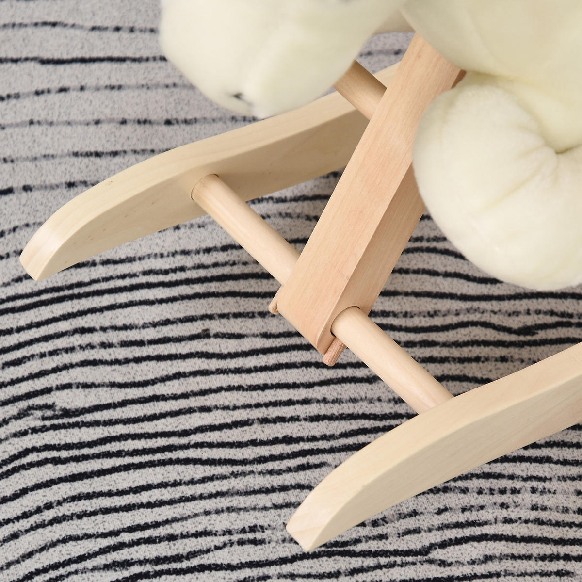 SCHAUKELPFERD DE-10104 mit Soundeffekt, Plüsch - Weiß, Holz (28/57/70cm) - ComfortXL