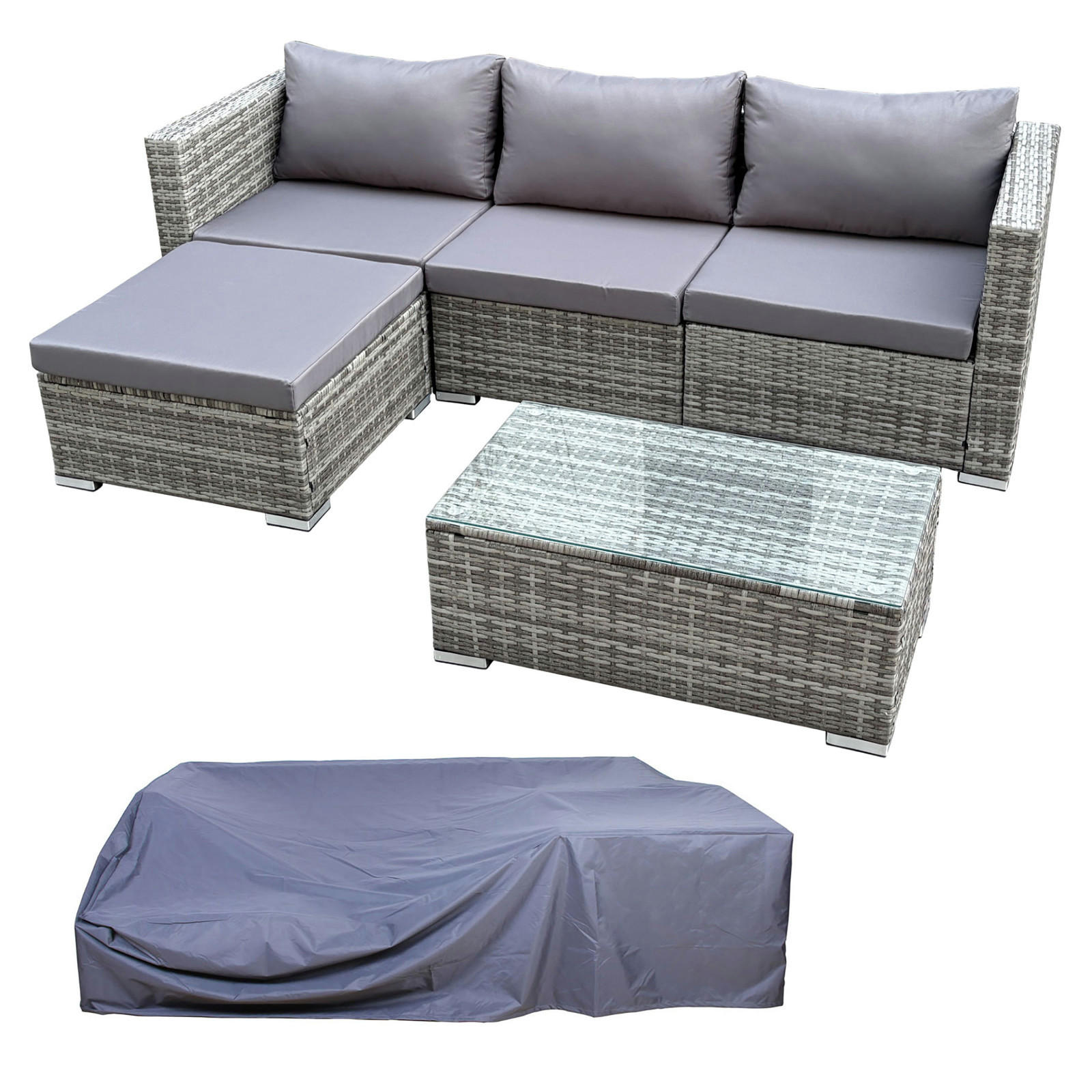 SITZGRUPPE QUEENS + Abdeckhaube Grau - Grau, Kunststoff - SVITA