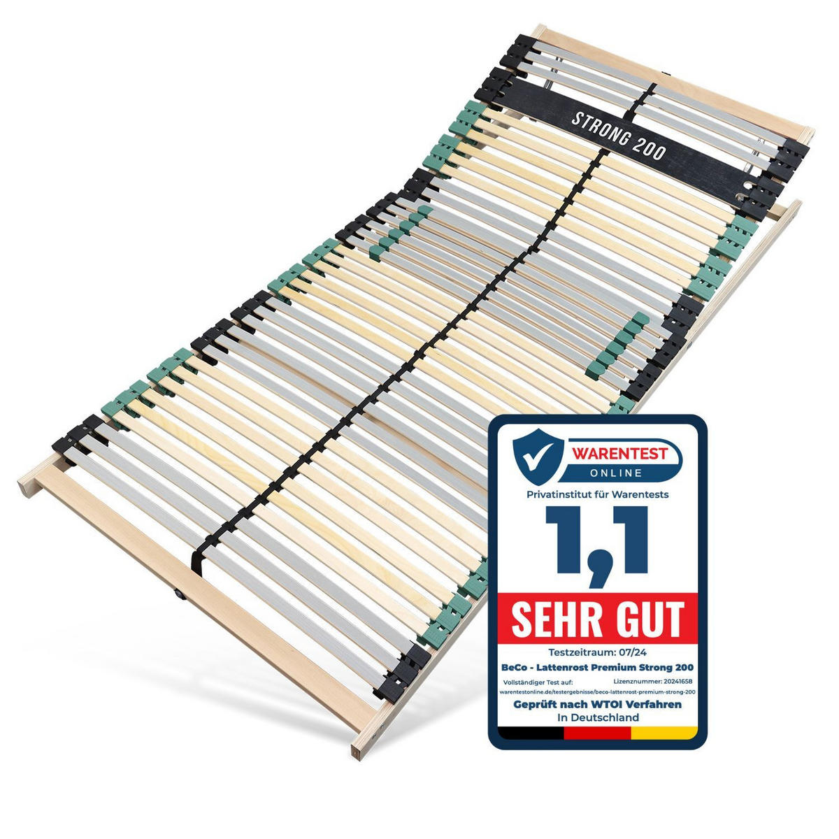 LATTENROST 90x200 cm - Buchenholz, 42 Leisten, bis 200Kg belastbar, 7 Zonen - Braun, Holz (90/200cm) - Sleepneo