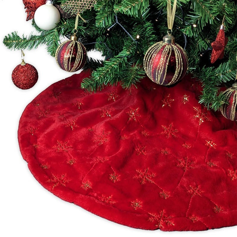 UNIQUE Living - Weihnachtsbaumdecke Amara - 120x120cm - Rot - Rot, Textil (120cm) - Unique Living