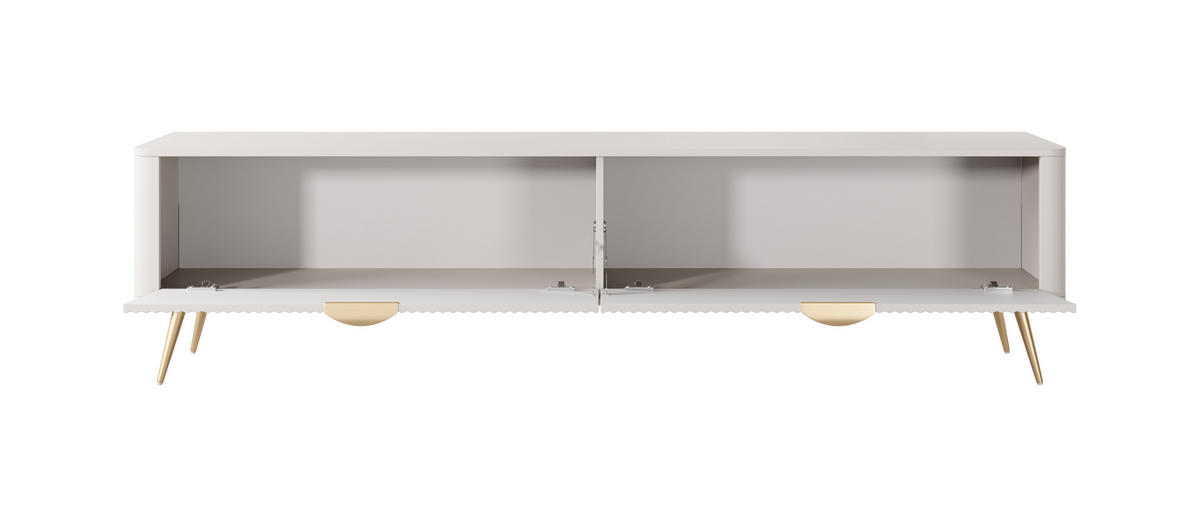 TV-SCHRANK: 2 Türen, Kaschmir, goldene Beine, 200 x 51,2 x 38 cm - Kaschmir, Holzwerkstoff/Metall (200/51.2/38cm) - 3XE LIVING