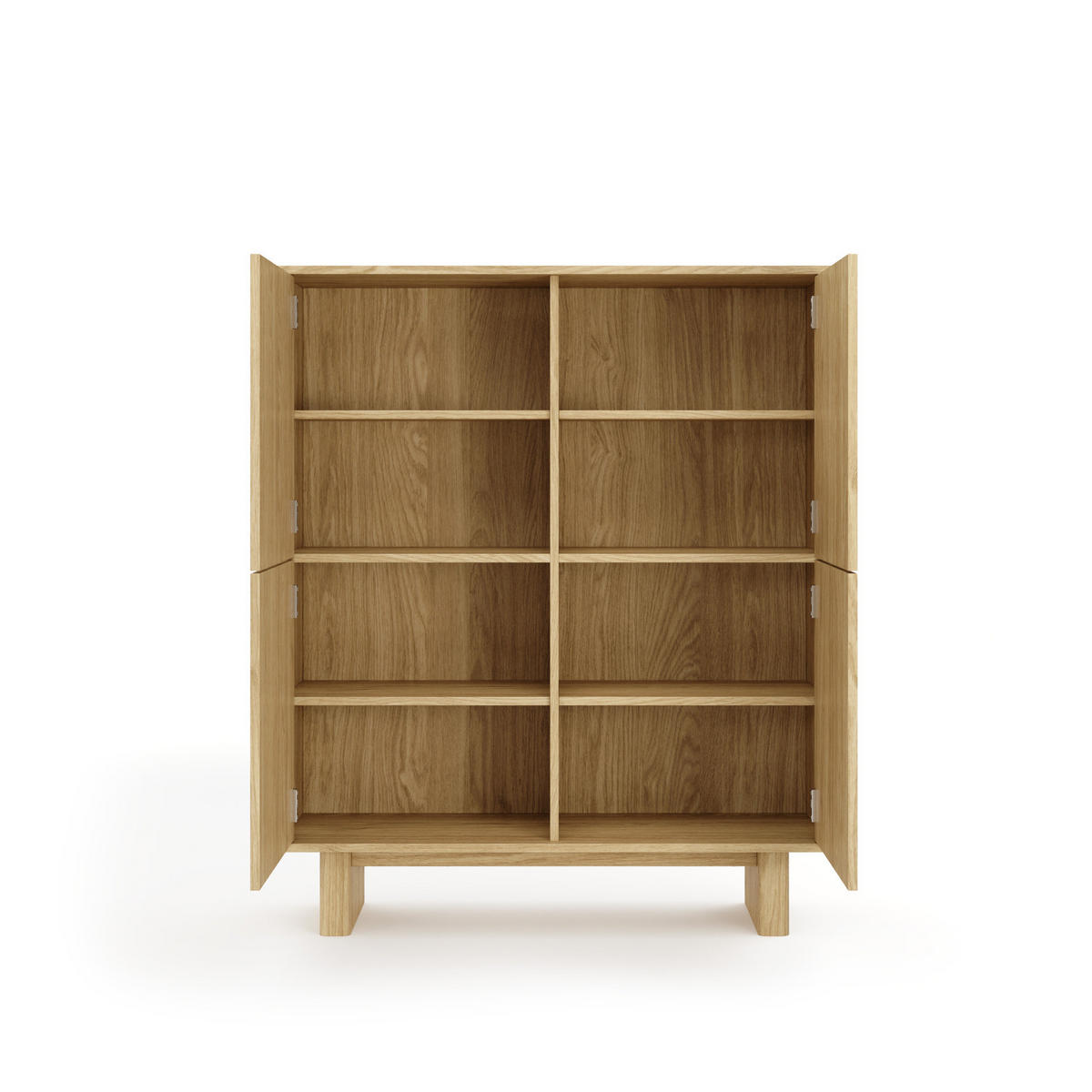 HIGHBOARD VIRONE (Geölte Eiche, 4 Türen, Push-to-Open, hohe Füße) - Eichefarben, Holz/Holzwerkstoff (103/124/38cm) - Ravio
