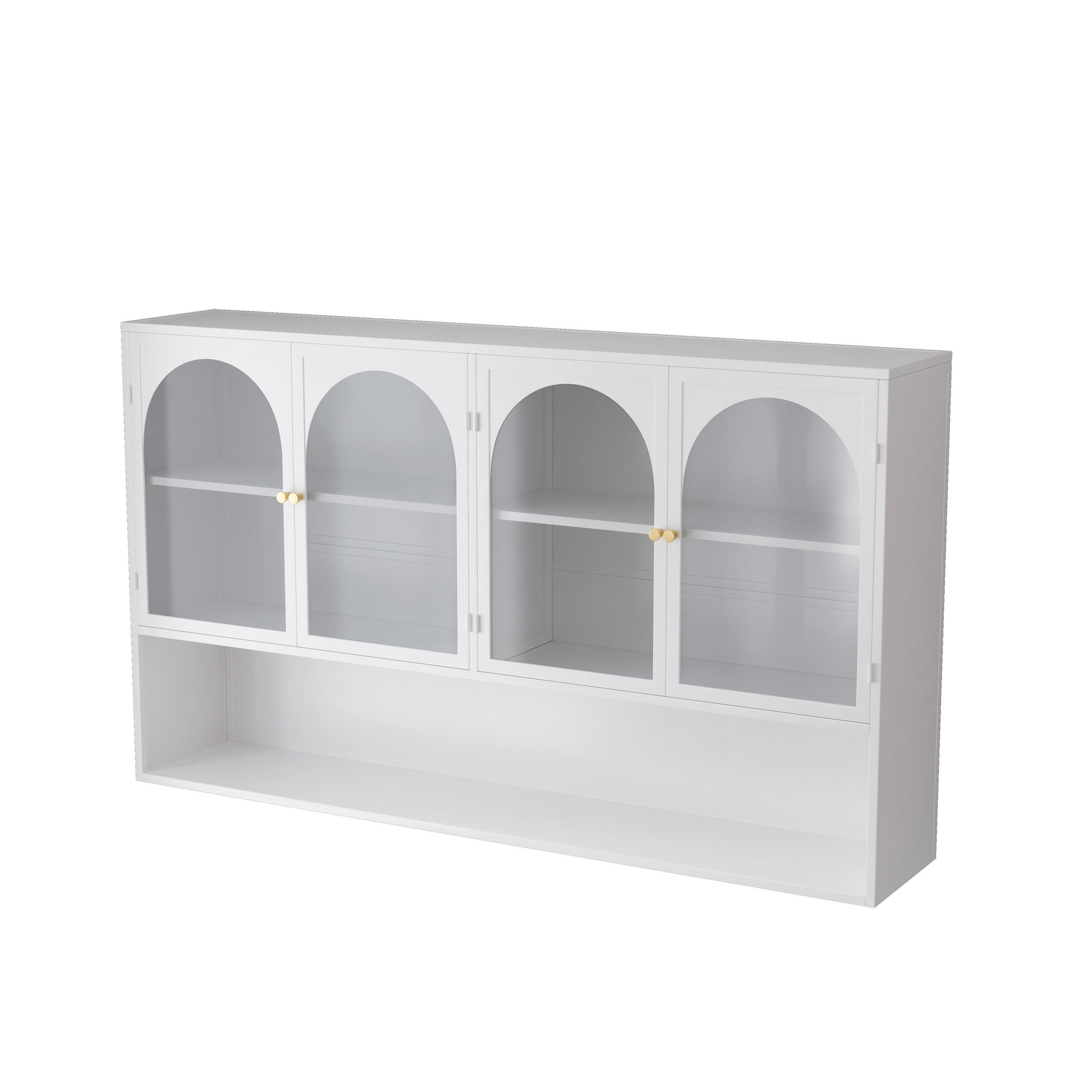HÄNGESCHRANK DE-38130 120/23/70 cm mit 4 Glastüren Weiß - Weiß, Metall (120/70/23cm) - ComfortXL