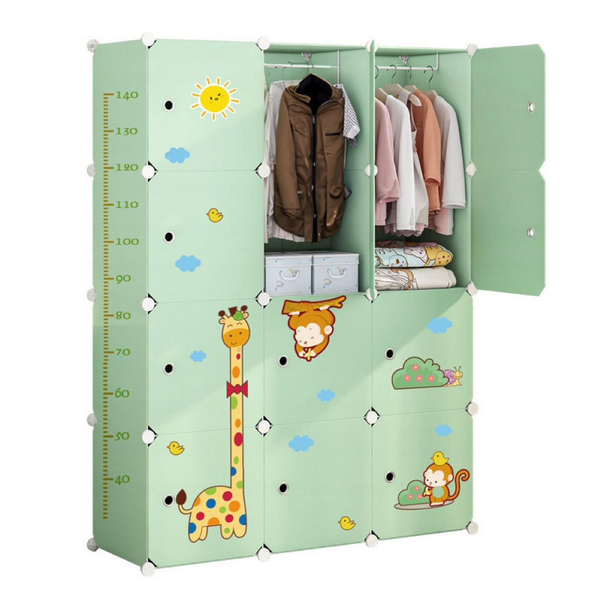 KINDERKLEIDERSCHRANK, grün 111/47/147 cm - Grün, Kunststoff (47/147/111cm) - Rebiko