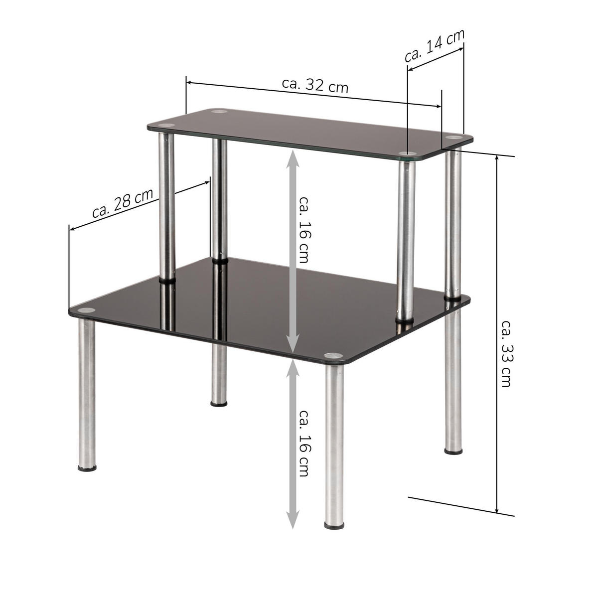 GLAS-KÜCHENREGAL schwarz - Schwarz, Glas (32/33/14cm) - bremermann