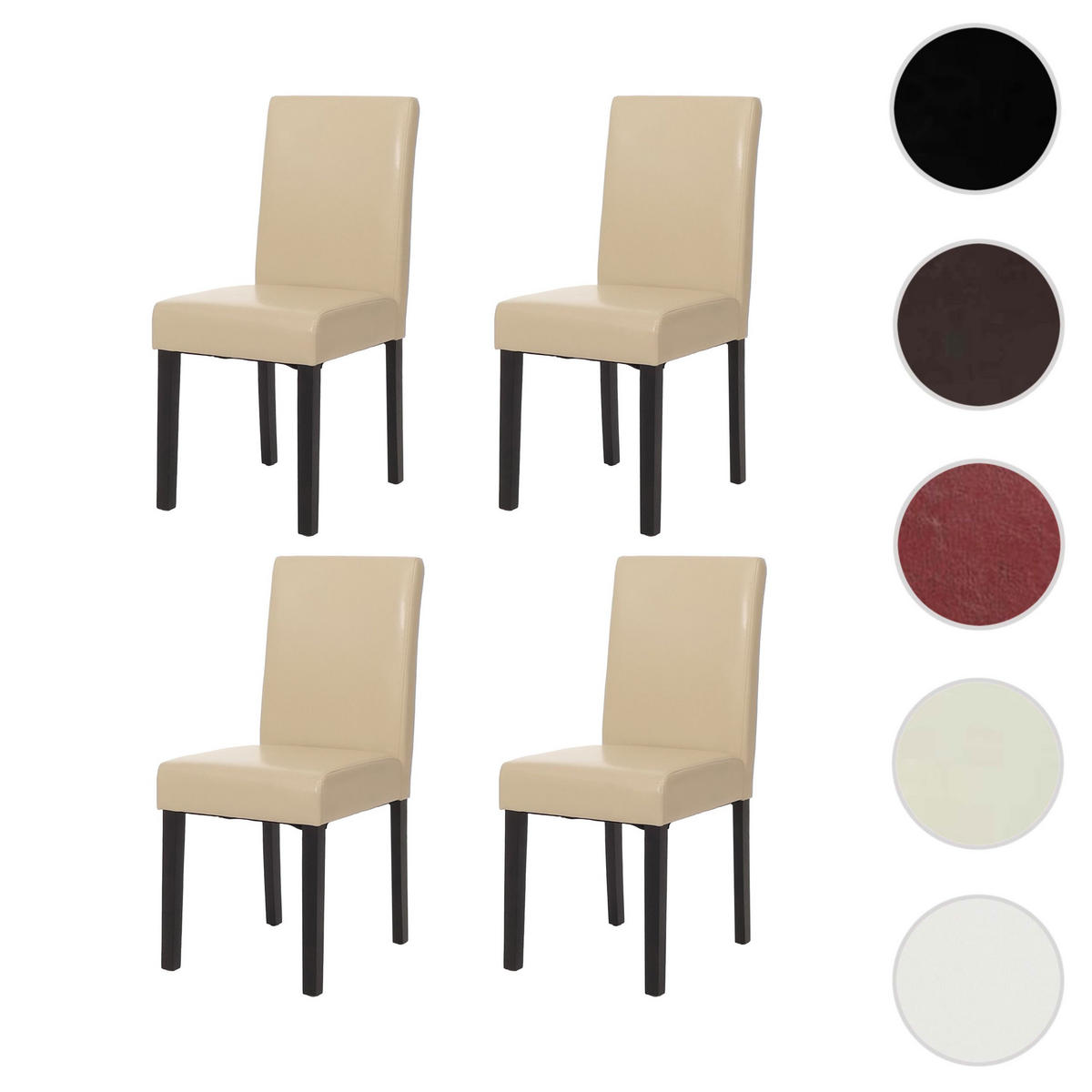 ESSZIMMERSTUHL 4er-Set klassisch und zeitlos 90x43x56cm Kunstleder Sitzhöhe 45cm Braun helle Beine - Braun, Kunststoff (43/90/56cm) - CHEFGASTRO