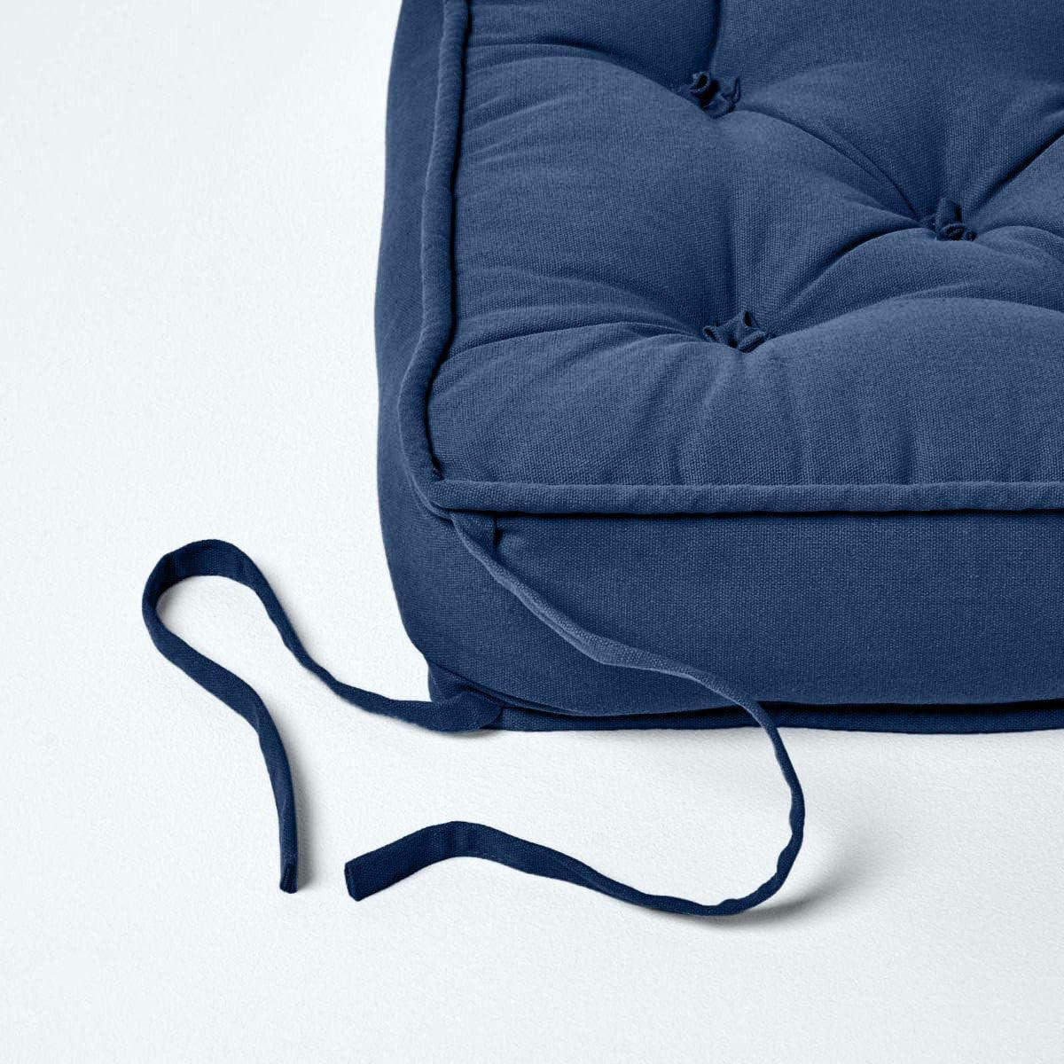 SITZKISSEN dunkelblau 40/40/10 cm – Stuhlkissen Baumwolle - Dunkelblau, Textil (40/40/10cm) - Homescapes