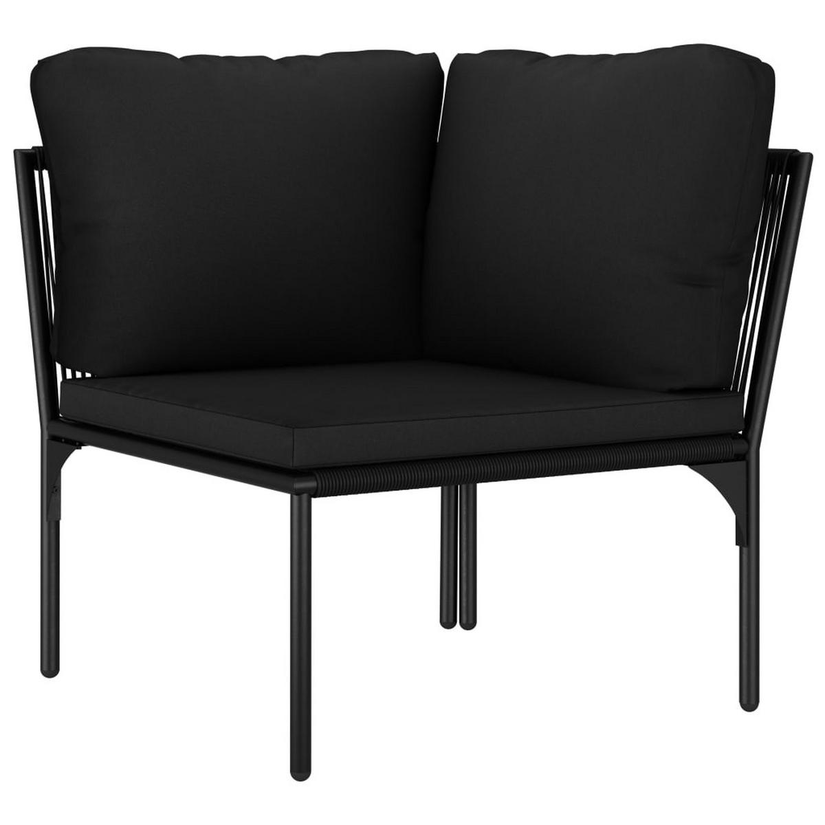 LOUNGEGARNITUR mit Kissen und 60 cm Glastisch, asu PVC und Stahl, in Schwarz und Anthrazit, 6-teiliges Set - Schwarz, Kunststoff - vidaXL