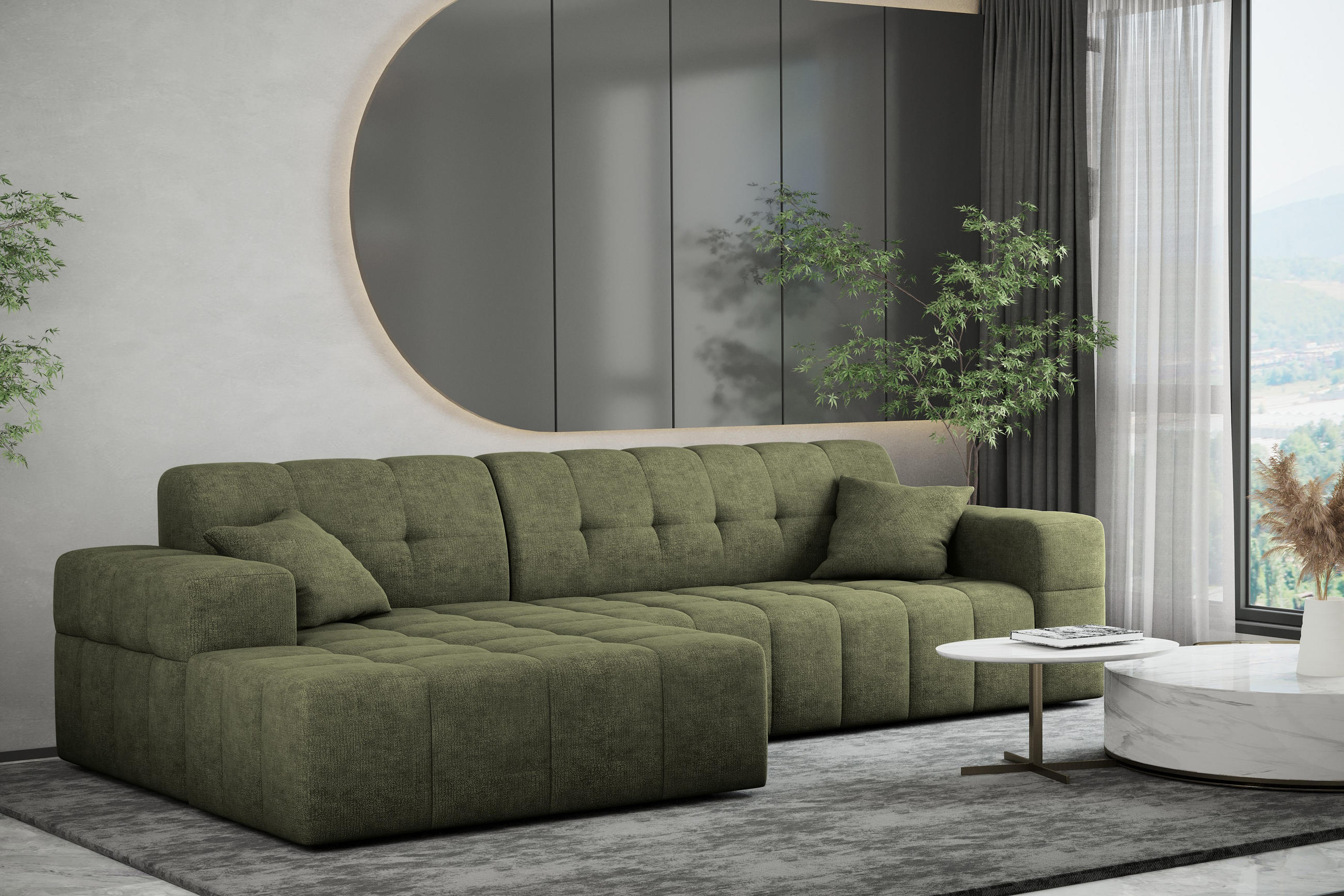 ECKSOFA NIMES Stoff Perfect Harmony Grün Links - Grün, Holz/Kunststoff (168/265cm) - Kaiser Möbel