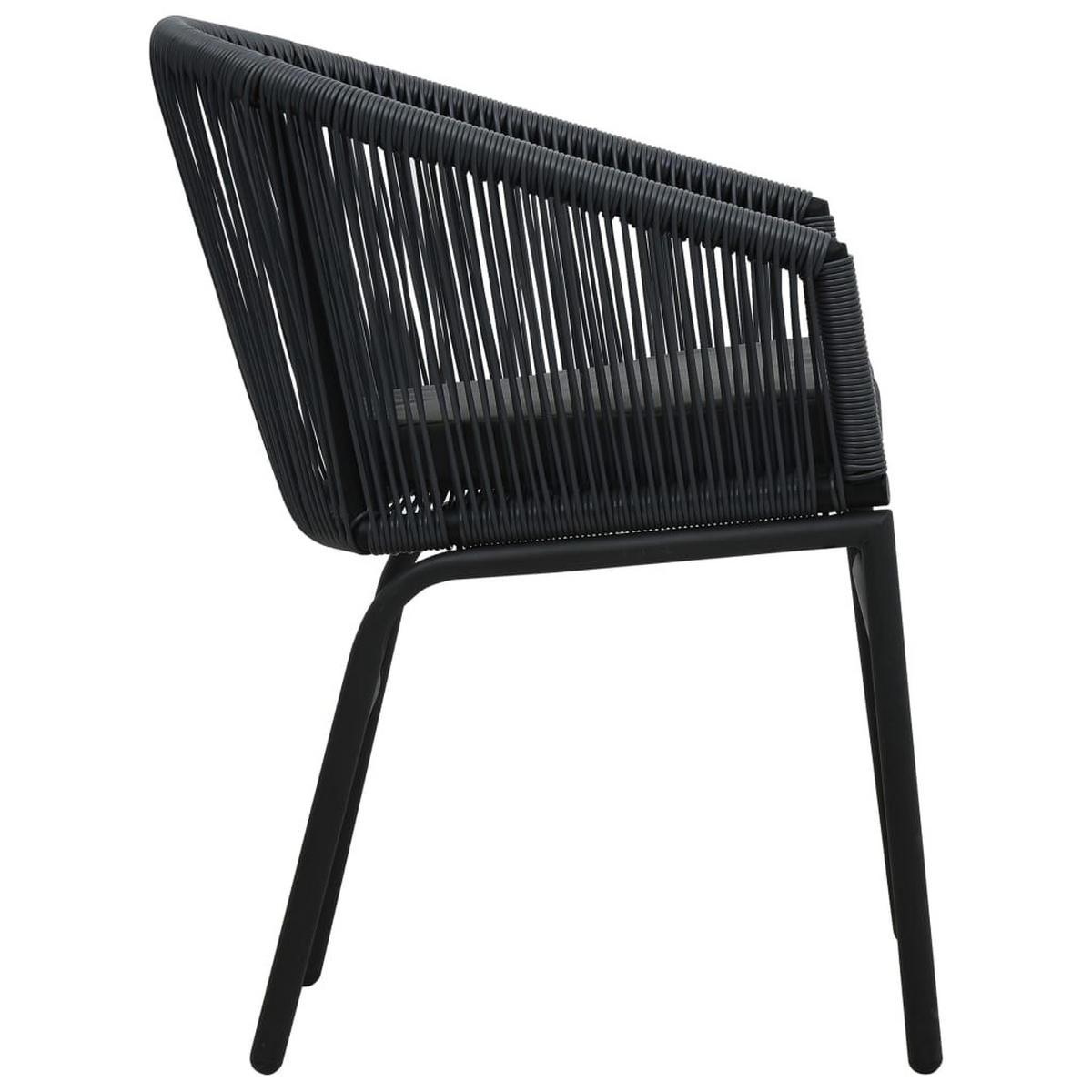 BISTRO-SET Mit Kissen 3-teilig Pe-Rattan Schwarz - Schwarz, Kunststoff - vidaXL