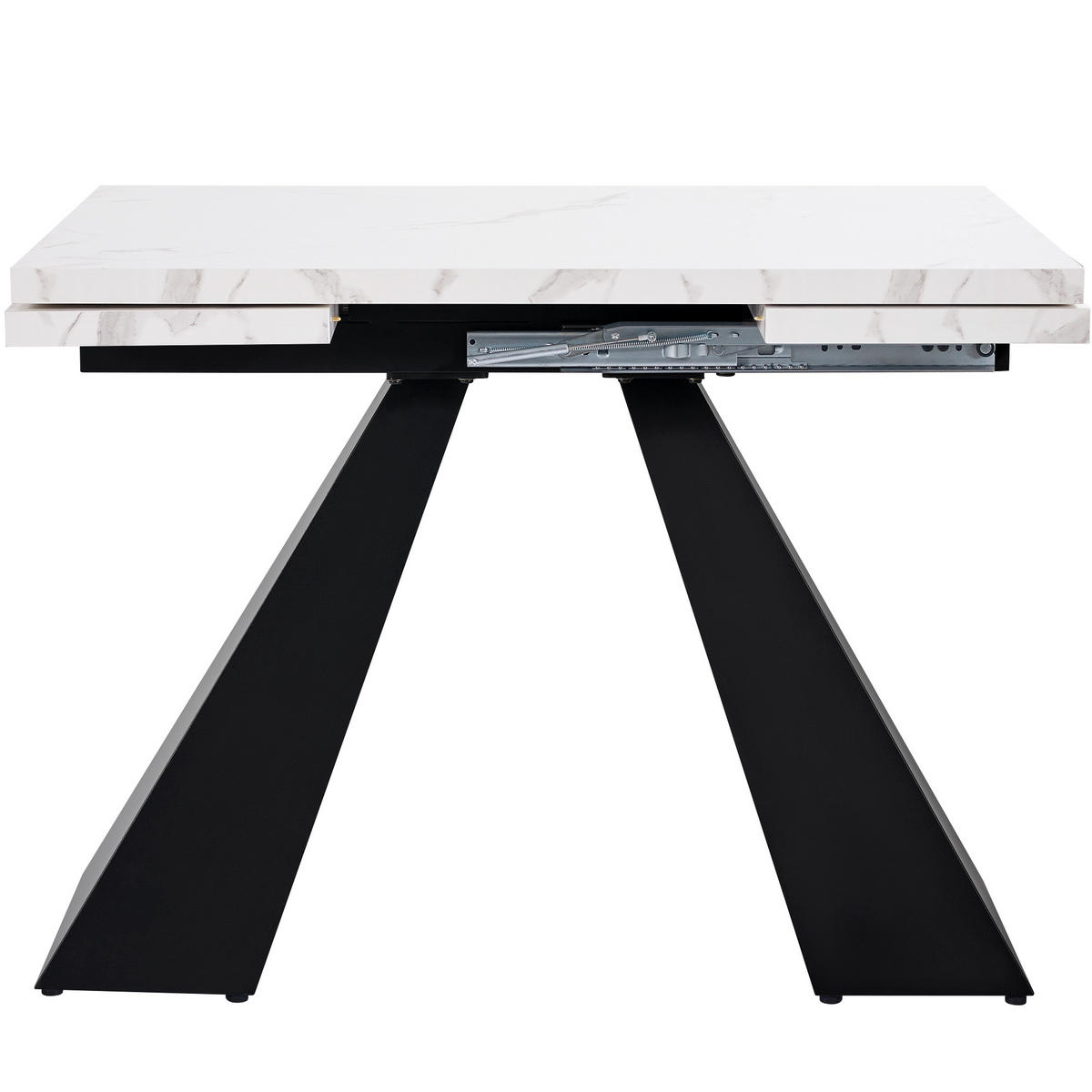 AUSZIEHTISCH 99-159/74/77 cm in Weiß mit Metallgestell & Marmoroptik - Weiß, Holzwerkstoff (159/74/77cm) - BEAOK