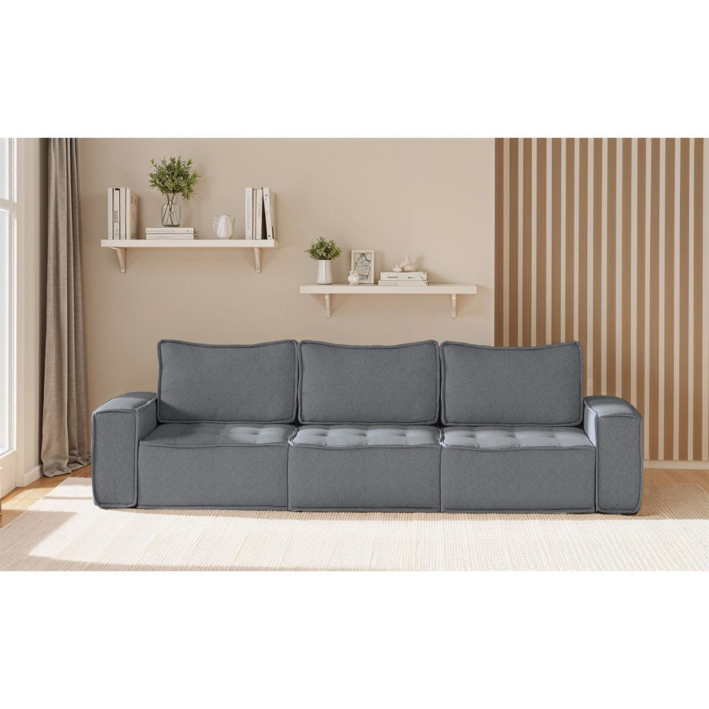 Thumbnail - Fun Möbel Sofa, Anthrazit, Textil, 292x85x90 cm, Wohnzimmer, Sofas & Couches, Sofas, 3-Sitzer Sofas