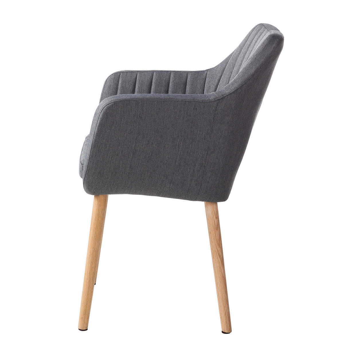 ARMLEHNENSTUHL - Webstoff / Eiche massiv - Dunkelgrau, Textil (62/84/60cm) - home24