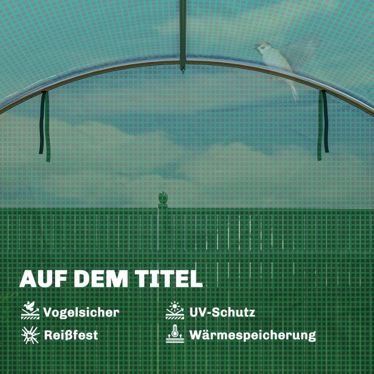 GEWÄCHSHAUS 295/200/400 cm Grün aus Polyethylen mit 2 aufrollbaren Türen - Grün, Kunststoff (295/200/400cm) - OKMYHOME
