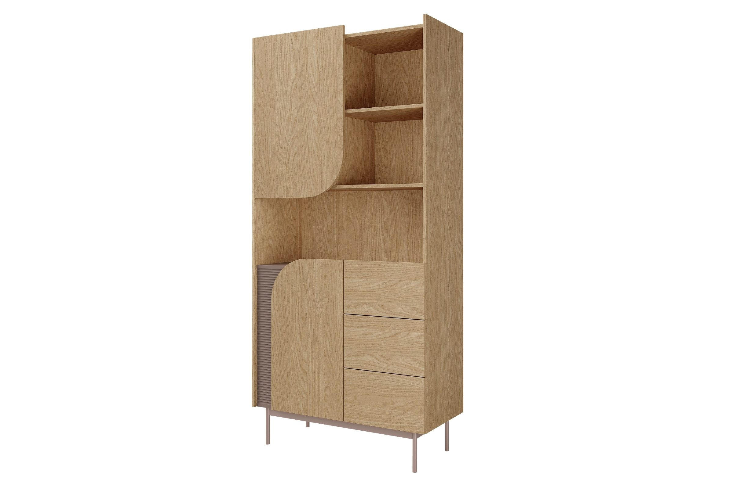 STANDREGAL CARLO 02 92/195/42 cm in Frühlingseiche / Toffee - Eichefarben, Holzwerkstoff (92/195/42cm) - Deine Möbel 24