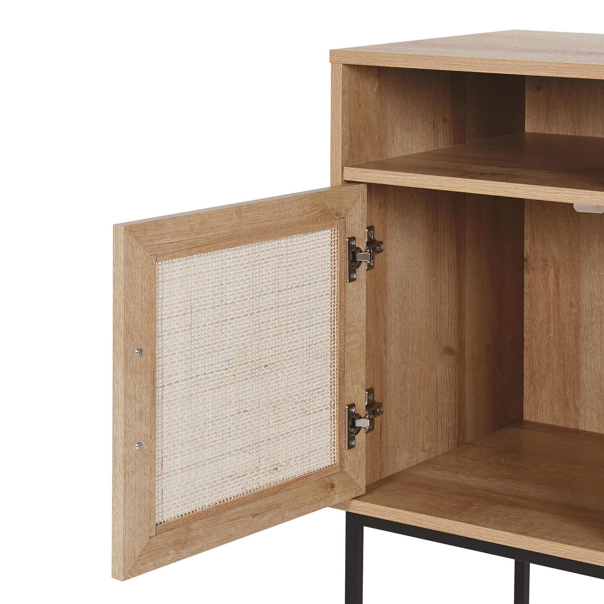 NACHTTISCH Rattan heller Holzfarbton Pasco - Hellbraun/Schwarz, Holzwerkstoff (40/78/40cm) - Beliani