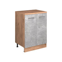 KUHINJSKA OMARA ZA POŠEVNE STREHE R-Line, Beton, 60 cm brez naklona z 2 vrati - siva/medeni hrast, leseni material (60/83.8/46cm) - Vicco