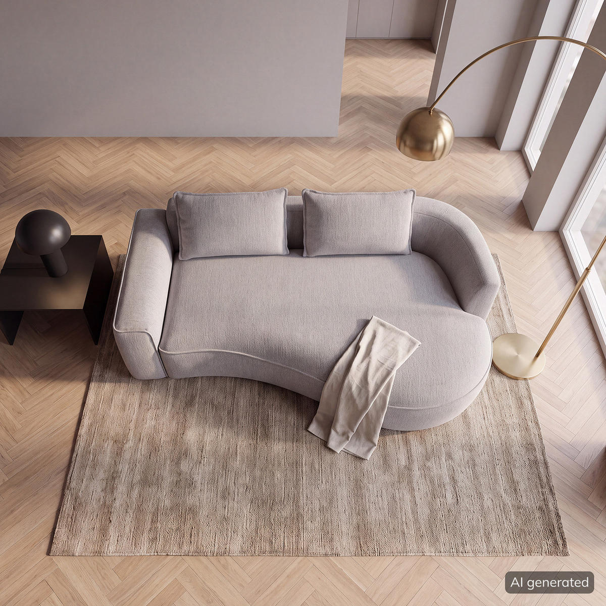 2,5-SITZER SOFA - Hellgrau/Schwarz, Kunststoff/Textil (217/82/146cm) - home24