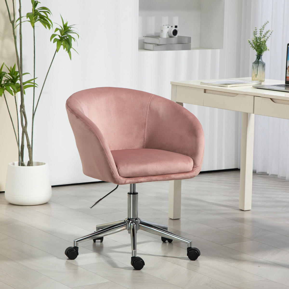 SCHREIBTISCHSTUHL LOUISA Rosa - Silberfarben/Rosa, Textil/Metall (56/88/56cm) - SVITA
