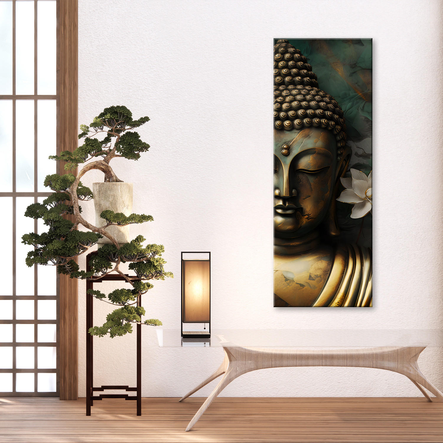 WANDBILD buddha zen abstraktion - Braun, Textil (30/90cm) - Feeby
