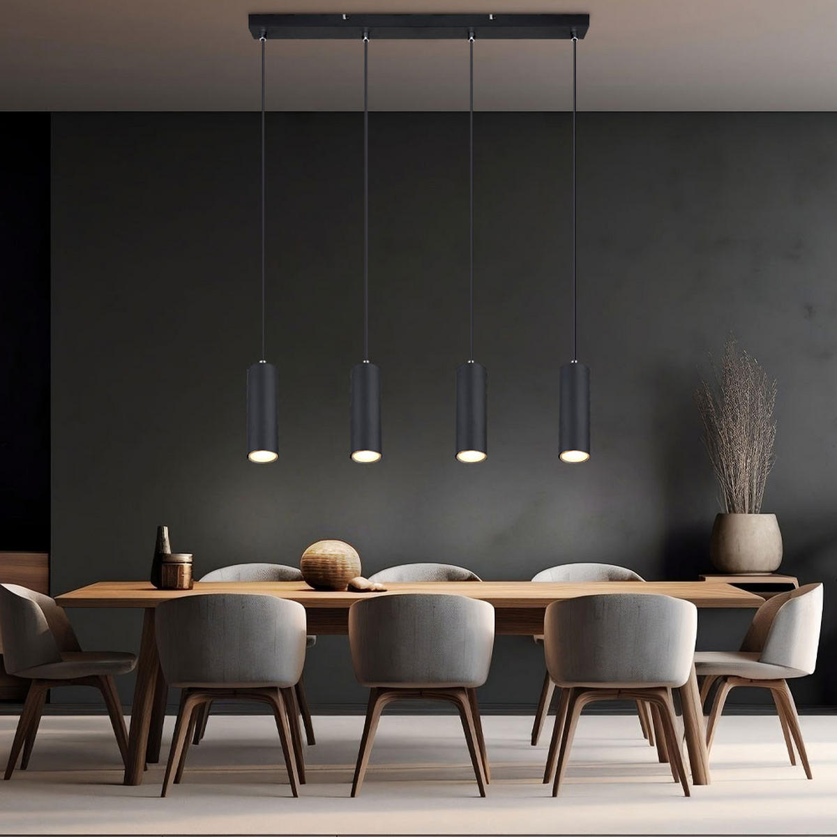 HÄNGELEUCHTE Metall Schwarz 4-flammig - Schwarz, Metall (65/6/120cm) - Globo Lighting