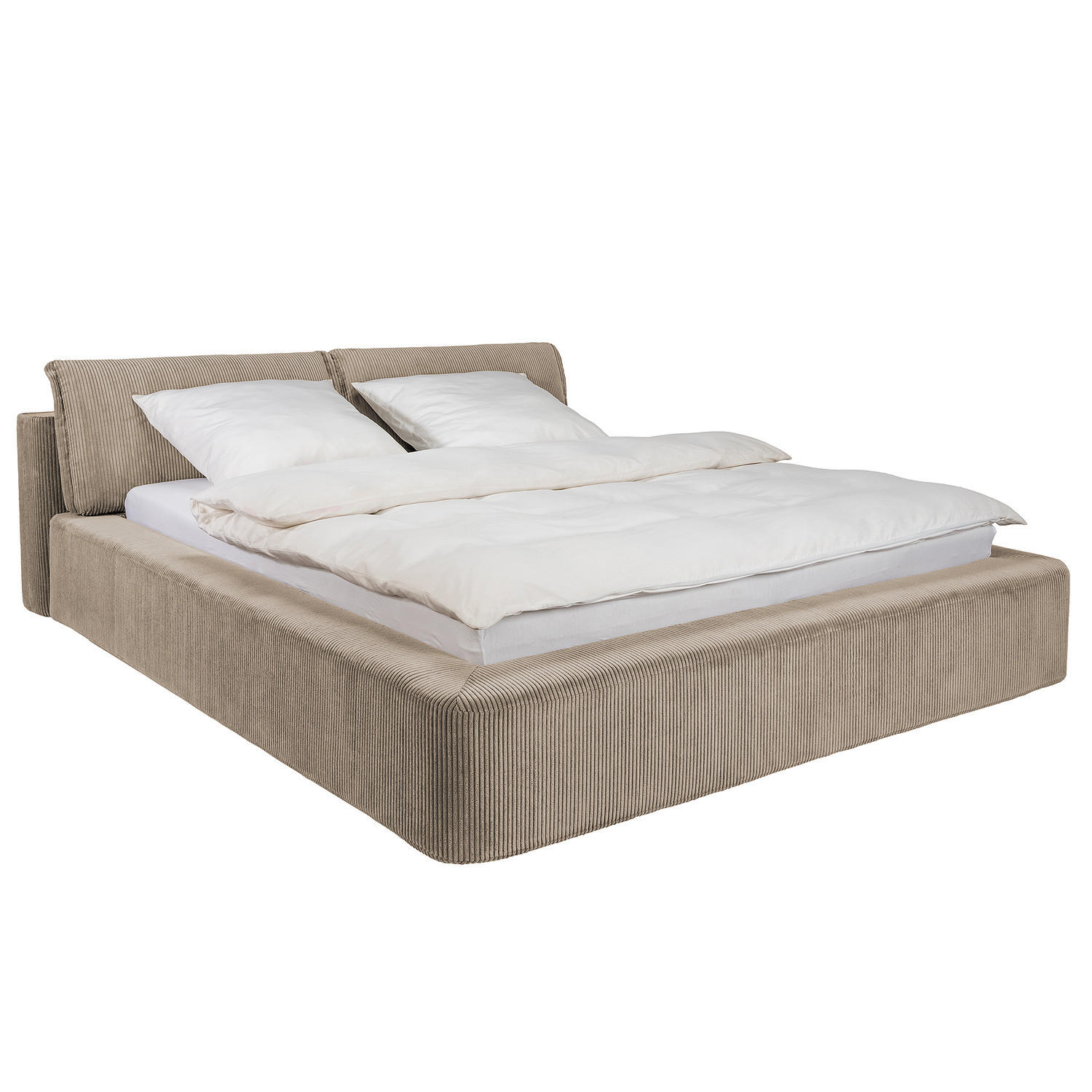 POLSTERBETT - Taupe, Eichenholz/Holz (180/200cm) - home24