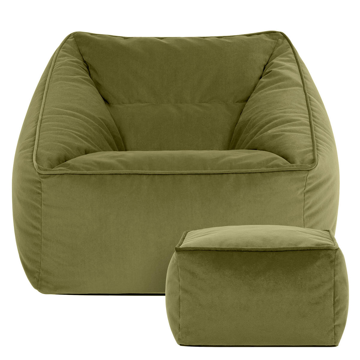SITZSACK Sessel Natalia mit Hocker Amara - Dunkelgrün, Textil (70/65/70cm) - icon